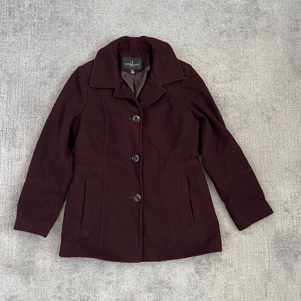 London Fog Plum Purple Short Length Peacoat